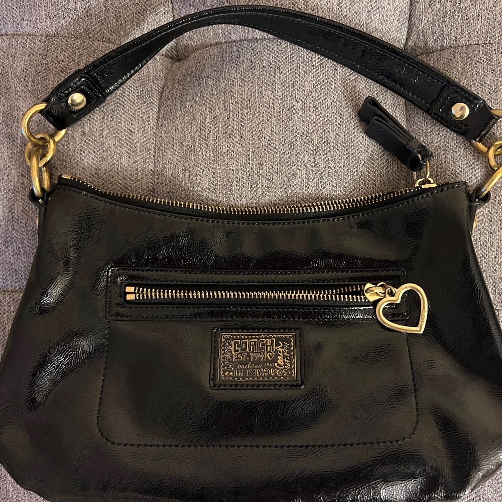 Shiny Black Shoulder Bag